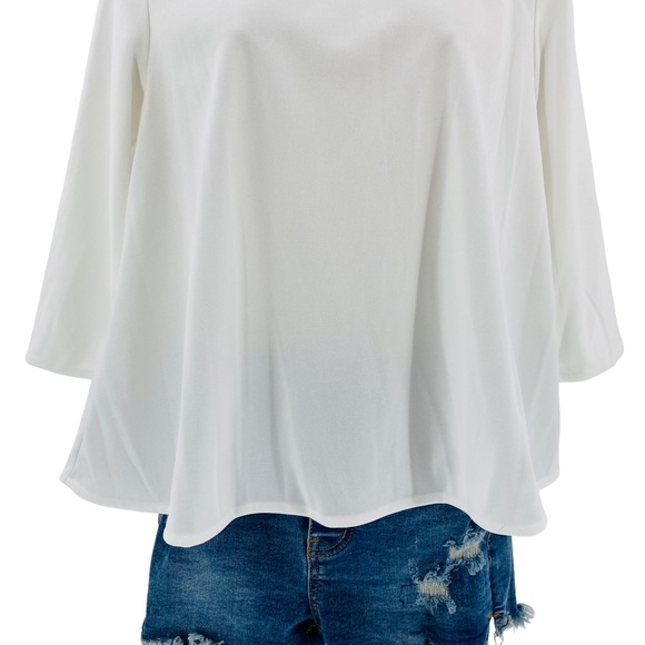 Pomander Place | NEW White Ruffle Collar Preppy Bow Faye Blouse Size XS - Picture 8 of 11